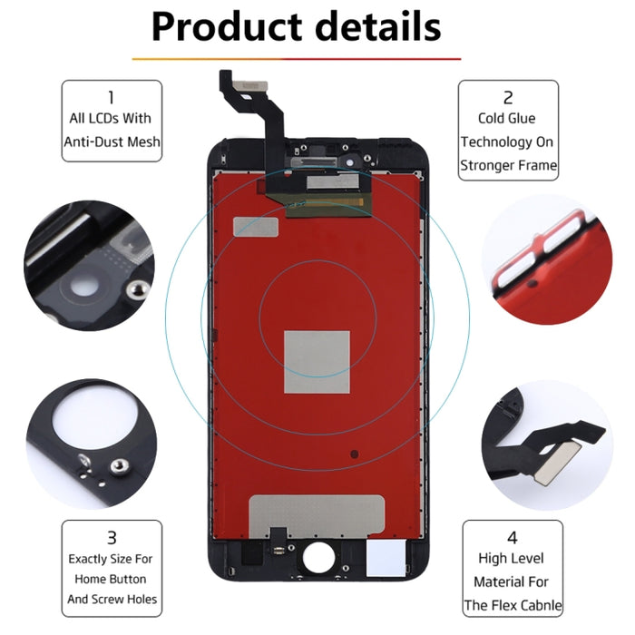 Pantalla LCD original y ensamblaje completo del digitalizador para iPhone 6S Plus, i6S Plus Original White, i6S Plus Original Black