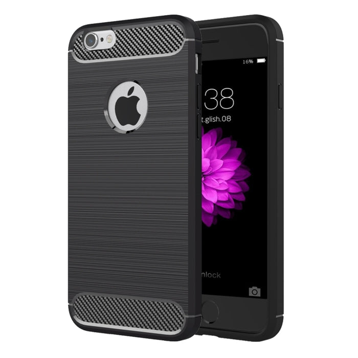 Para iPhone 6 Plus y 6s Plus Funda protectora de armadura resistente de TPU de fibra de textura cepillada