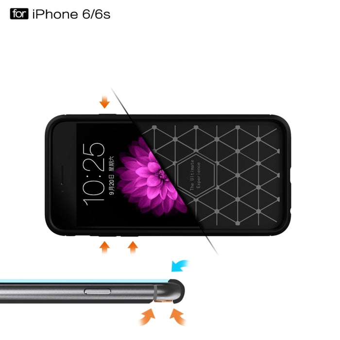 Para iPhone 6 Plus y 6s Plus Funda protectora de armadura resistente de TPU de fibra de textura cepillada