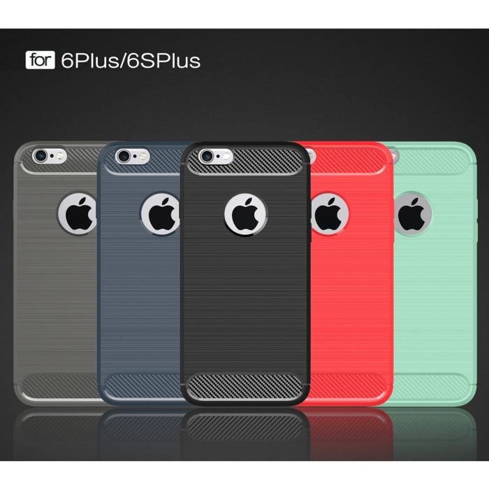 Para iPhone 6 Plus y 6s Plus Funda protectora de armadura resistente de TPU de fibra de textura cepillada