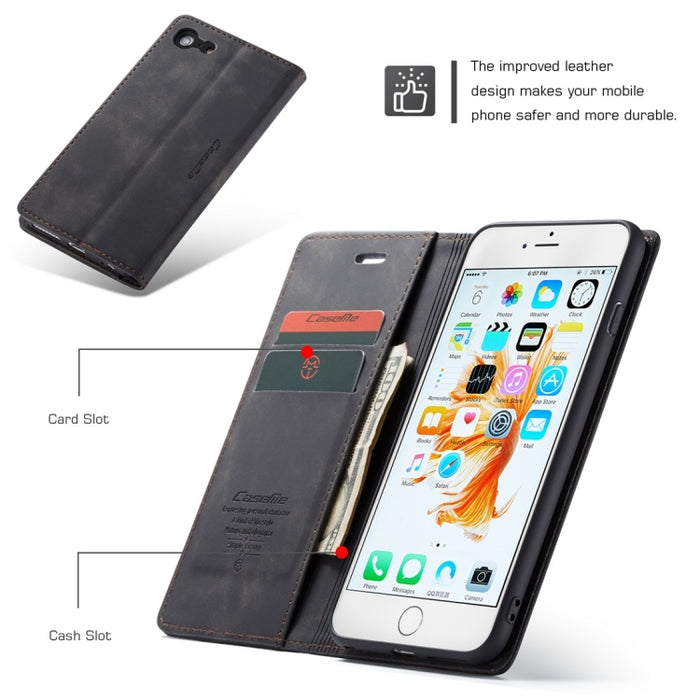 CaseMe-013 Funda de cuero con tapa horizontal esmerilada retro multifuncional para iPhone 6 Plus / 6s Plus, con ranura para tarjeta, soporte y billetera