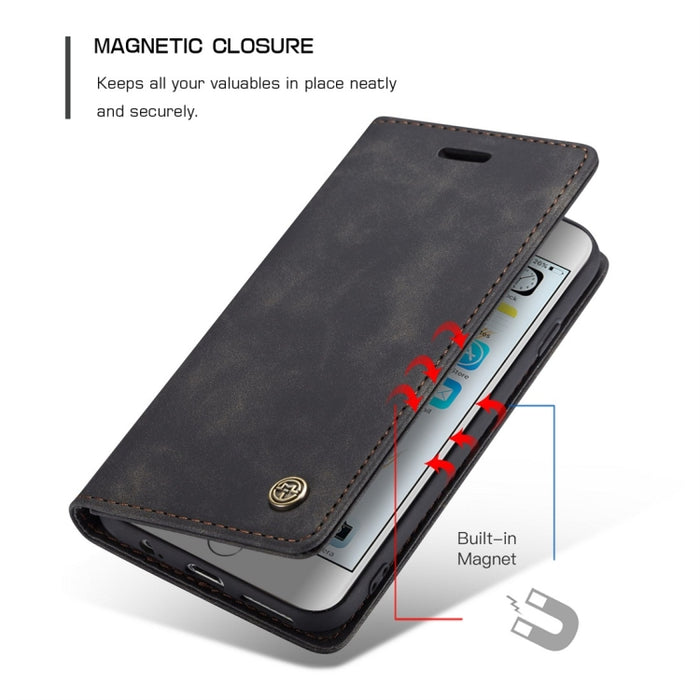 CaseMe-013 Funda de cuero con tapa horizontal esmerilada retro multifuncional para iPhone 6 Plus / 6s Plus, con ranura para tarjeta, soporte y billetera