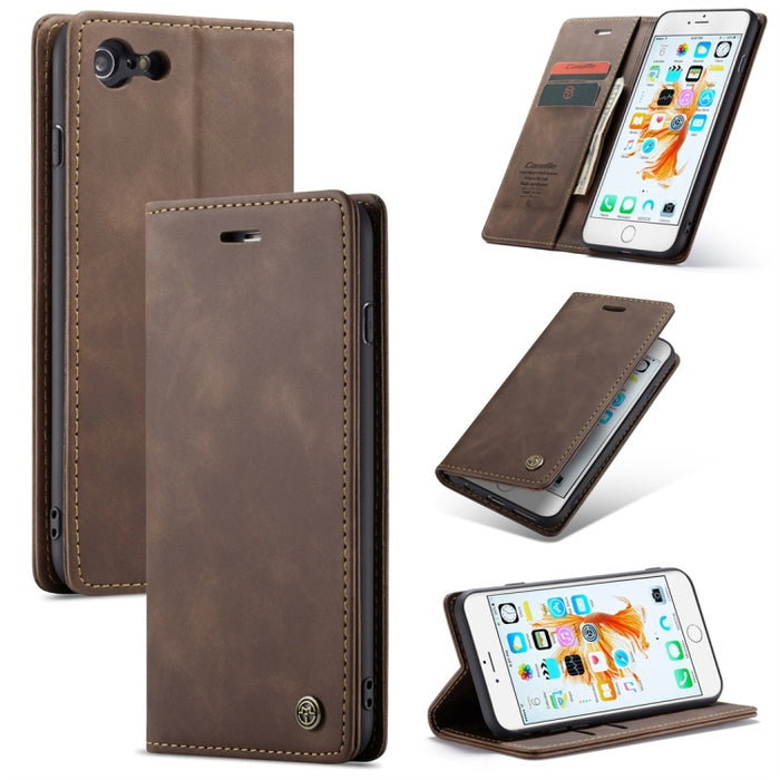 CaseMe-013 Funda de cuero con tapa horizontal esmerilada retro multifuncional para iPhone 6 Plus / 6s Plus, con ranura para tarjeta, soporte y billetera