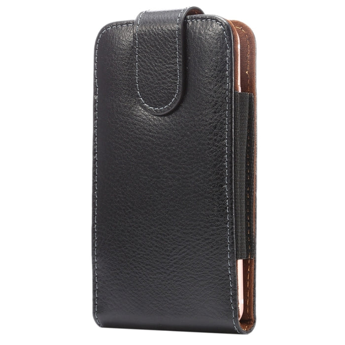 Estuche / riñonera de cuero genuino vertical con tapa vertical con textura de litchi de 5,7 pulgadas con férula trasera giratoria para iPhone 7 y 6s Plus y 6 Plus, Galaxy Note 5 y Note 4 y S6 Edge+ y A9 y A8, etc.