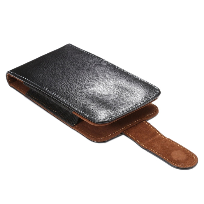 Estuche / riñonera de cuero genuino vertical con tapa vertical con textura de litchi de 5,7 pulgadas con férula trasera giratoria para iPhone 7 y 6s Plus y 6 Plus, Galaxy Note 5 y Note 4 y S6 Edge+ y A9 y A8, etc.