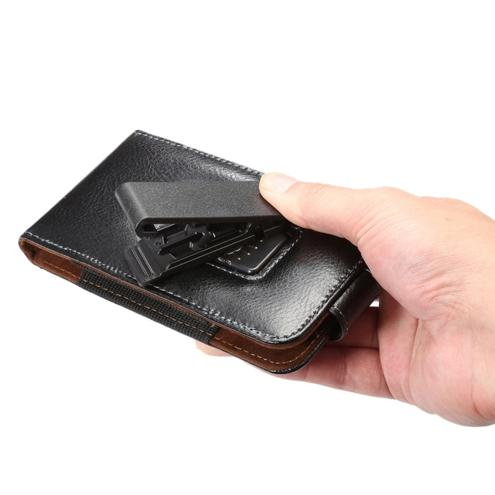 Estuche / riñonera de cuero genuino vertical con tapa vertical con textura de litchi de 5,7 pulgadas con férula trasera giratoria para iPhone 7 y 6s Plus y 6 Plus, Galaxy Note 5 y Note 4 y S6 Edge+ y A9 y A8, etc.