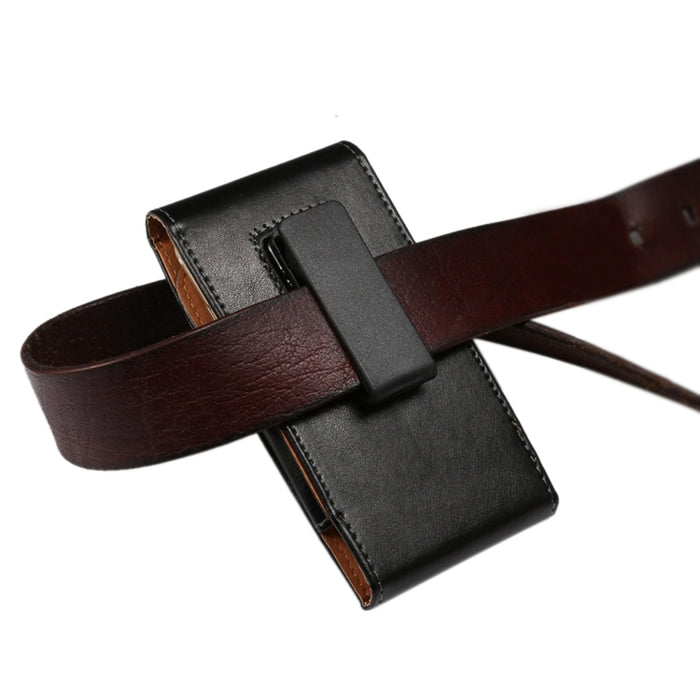 Estuche / riñonera de cuero genuino vertical con tapa vertical con textura de litchi de 5,7 pulgadas con férula trasera giratoria para iPhone 7 y 6s Plus y 6 Plus, Galaxy Note 5 y Note 4 y S6 Edge+ y A9 y A8, etc.