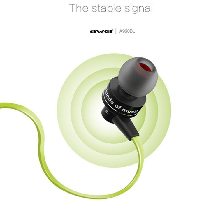 AWEI A990BL Auricular estéreo Bluetooth inalámbrico deportivo con control de cable + micrófono, compatible con llamadas manos libres