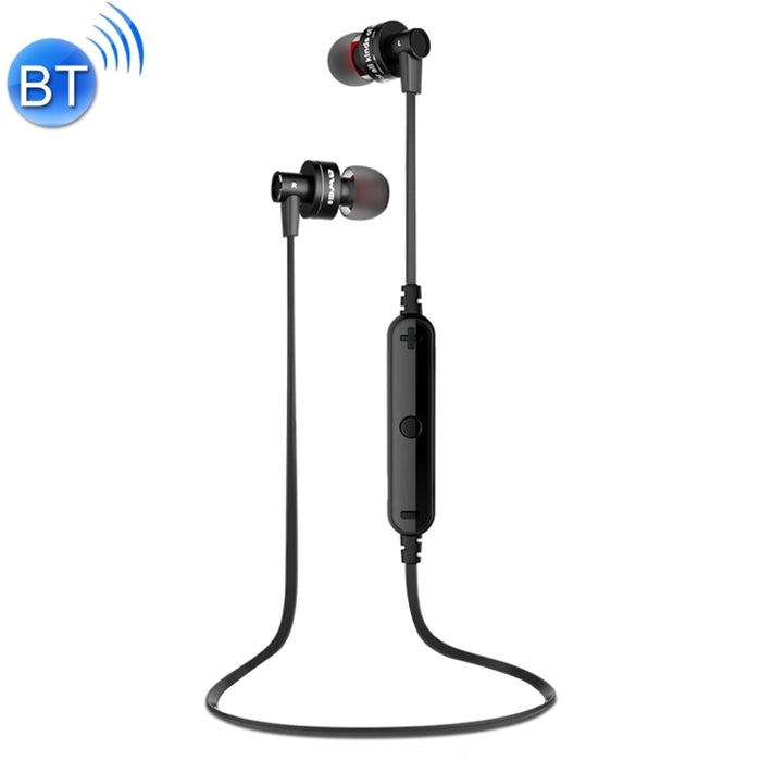 AWEI A990BL Auricular estéreo Bluetooth inalámbrico deportivo con control de cable + micrófono, compatible con llamadas manos libres
