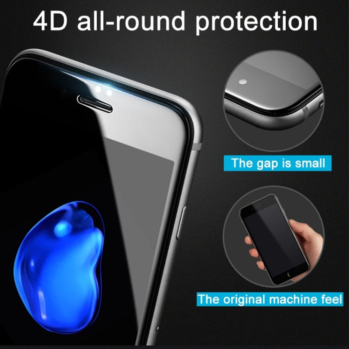 Para iPhone 6 Plus y 6s Plus 0,26 mm 9H Dureza de la superficie 4D Curverd Arc Película de pantalla completa de vidrio templado con pantalla de seda HD a prueba de explosiones