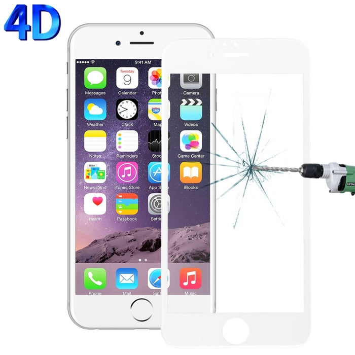 Para iPhone 6 Plus y 6s Plus 0,26 mm 9H Dureza de la superficie 4D Curverd Arc Película de pantalla completa de vidrio templado con pantalla de seda HD a prueba de explosiones