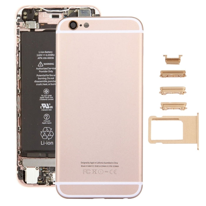 5 en 1 para iPhone 6s (Cubierta trasera + Bandeja para tarjetas + Tecla de control de volumen + Botón de encendido + Tecla vibradora con interruptor de silencio) Cubierta de carcasa de ensamblaje completo, For 6s, For iPhone 6s (with side Key)���������...