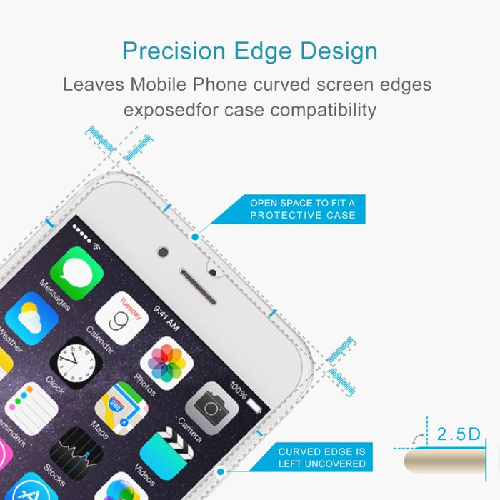 10 PCS para iPhone 8/7 0.26mm 9H Dureza superficial 2.5D Película de pantalla no completa de vidrio templado a prueba de explosiones