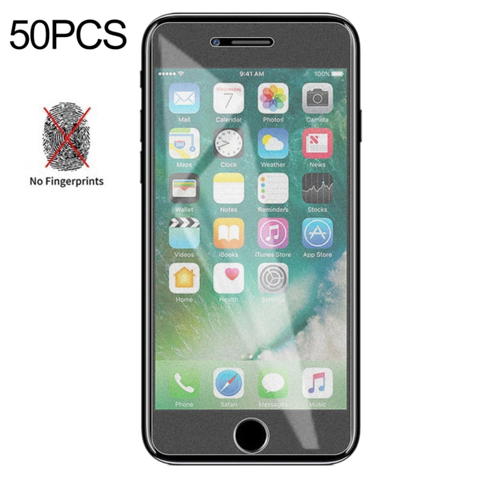 Película de vidrio templado esmerilado mate no completo de 50 piezas para iPhone SE 2020/8/7