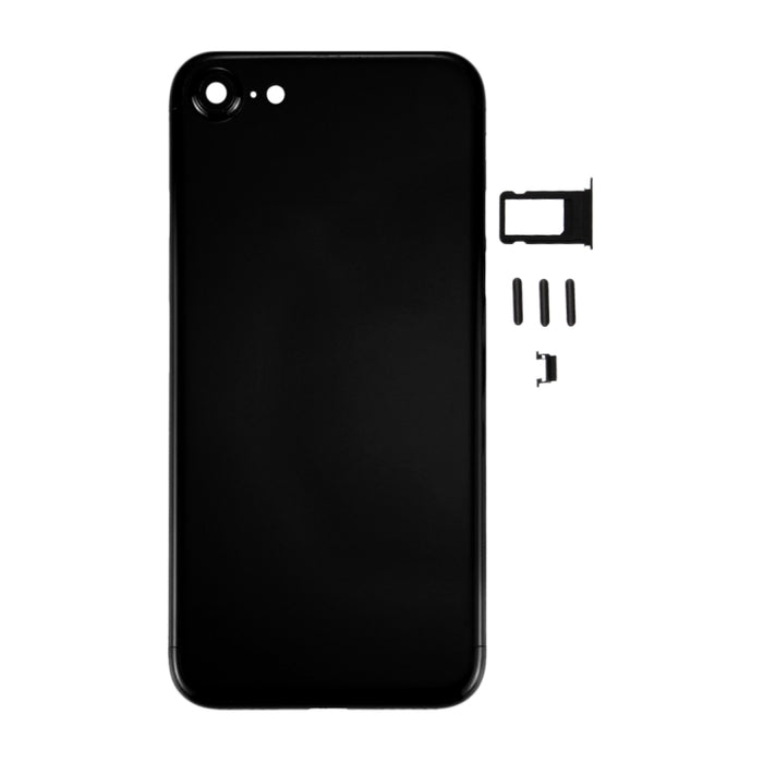 6 en 1 para iPhone 7 (Cubierta trasera + Bandeja para tarjetas + Tecla de control de volumen + Botón de encendido + Tecla vibradora con interruptor de silencio + Letrero) Cubierta de carcasa de ensamblaje completo (Negro azabache), For iPhone 7 Jet Black