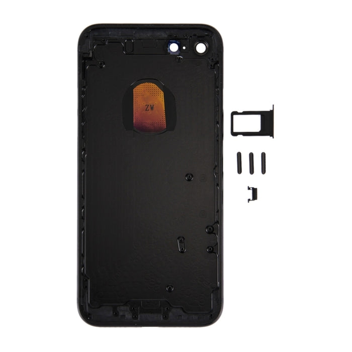 6 en 1 para iPhone 7 (Cubierta trasera + Bandeja para tarjetas + Tecla de control de volumen + Botón de encendido + Tecla vibradora con interruptor de silencio + Letrero) Cubierta de carcasa de ensamblaje completo (Negro azabache), For iPhone 7 Jet Black