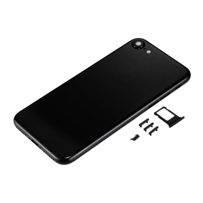 6 en 1 para iPhone 7 (Cubierta trasera + Bandeja para tarjetas + Tecla de control de volumen + Botón de encendido + Tecla vibradora con interruptor de silencio + Letrero) Cubierta de carcasa de ensamblaje completo (Negro azabache), For iPhone 7 Jet Black