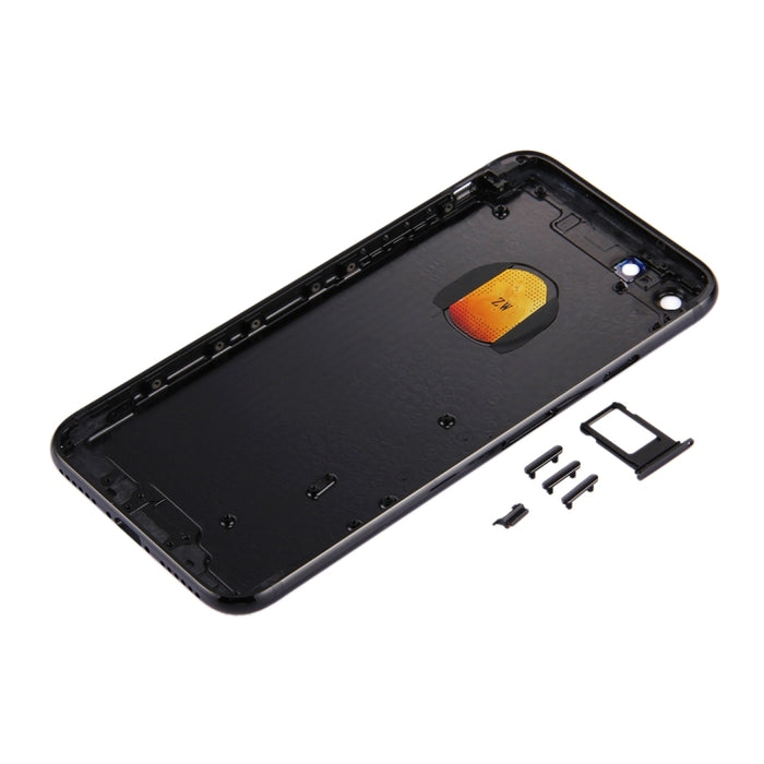 6 en 1 para iPhone 7 (Cubierta trasera + Bandeja para tarjetas + Tecla de control de volumen + Botón de encendido + Tecla vibradora con interruptor de silencio + Letrero) Cubierta de carcasa de ensamblaje completo (Negro azabache), For iPhone 7 Jet Black