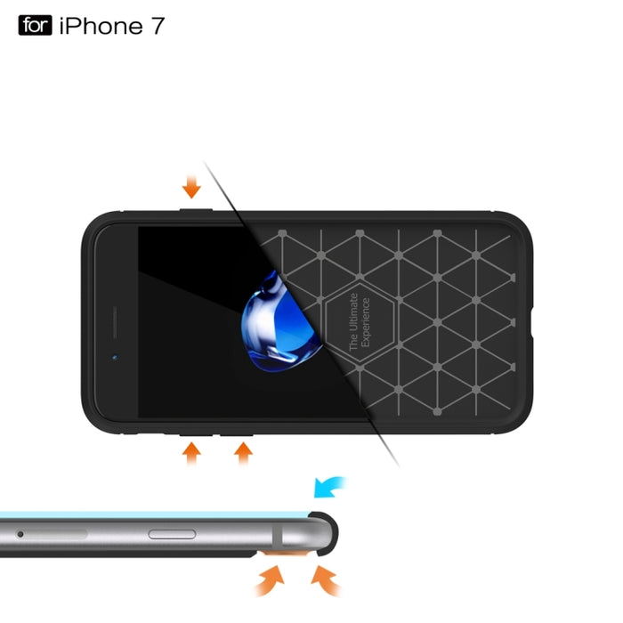 Para iPhone 8 y 7 Funda protectora de armadura resistente de fibra de textura cepillada TPU