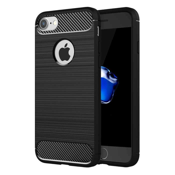 Para iPhone 8 y 7 Funda protectora de armadura resistente de fibra de textura cepillada TPU