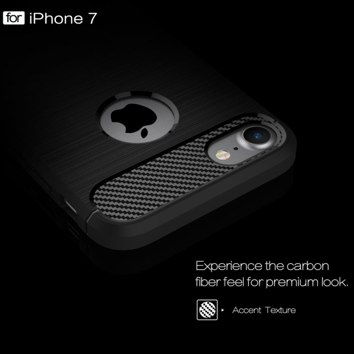 Para iPhone 8 y 7 Funda protectora de armadura resistente de fibra de textura cepillada TPU