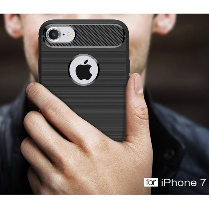 Para iPhone 8 y 7 Funda protectora de armadura resistente de fibra de textura cepillada TPU
