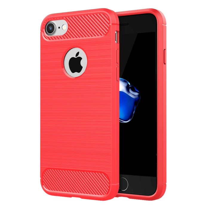 Para iPhone 8 y 7 Funda protectora de armadura resistente de fibra de textura cepillada TPU