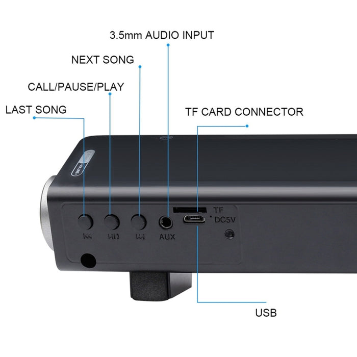 Barra de sonido LP-08 (CE0152) Reproductor de MP3 USB Altavoz de barra de sonido inalámbrico Bluetooth 2.1CH con control remoto