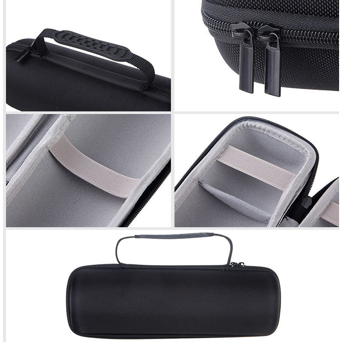Bolsa de almacenamiento 2 en 1 de PU duro con cremallera + funda de silicona suave para Altavoz Bluetooth JBL Charge 3 con correa para el hombro