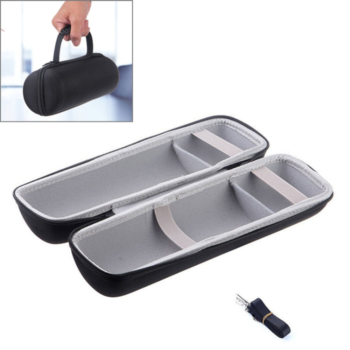 Bolsa de almacenamiento 2 en 1 de PU duro con cremallera + funda de silicona suave para Altavoz Bluetooth JBL Charge 3 con correa para el hombro