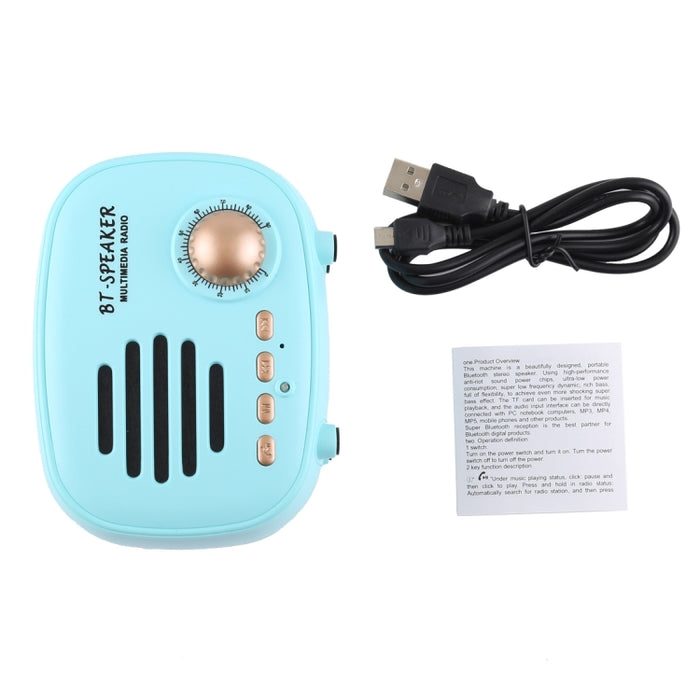 Q108 Mini Altavoz Bluetooth Inalámbrico Retro, Soporte Manos Libres/Tarjeta TF/disco U/FM