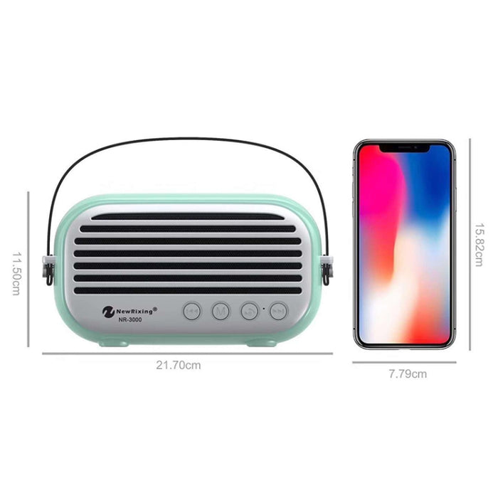 NewRixing NR-3000 elegante altavoz Bluetooth para el hogar con función de llamada manos libres, compatible con tarjeta TF, USB, FM y AUX