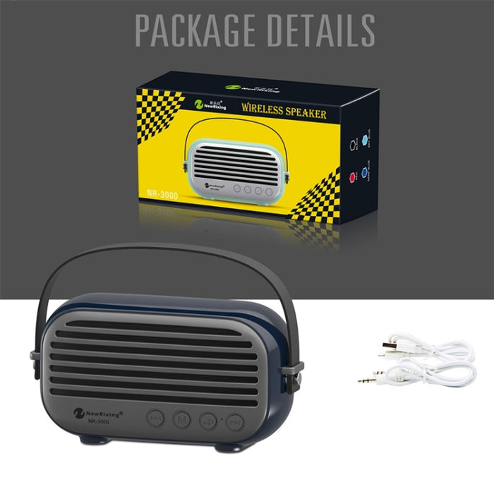 NewRixing NR-3000 elegante altavoz Bluetooth para el hogar con función de llamada manos libres, compatible con tarjeta TF, USB, FM y AUX