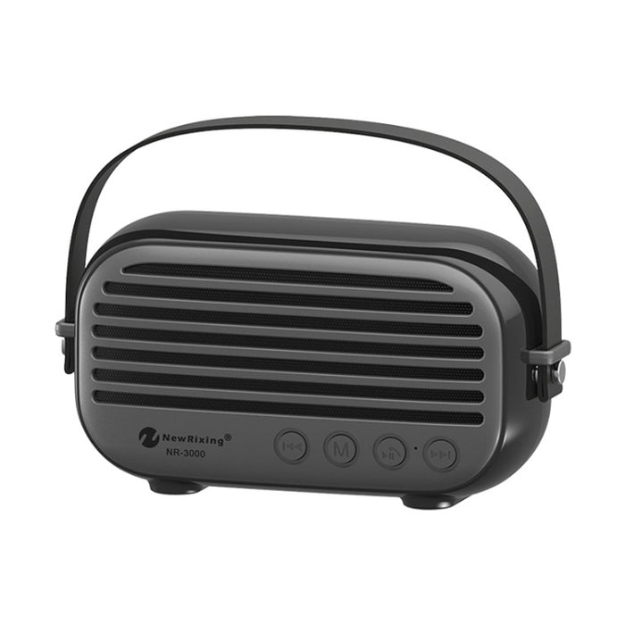 NewRixing NR-3000 elegante altavoz Bluetooth para el hogar con función de llamada manos libres, compatible con tarjeta TF, USB, FM y AUX
