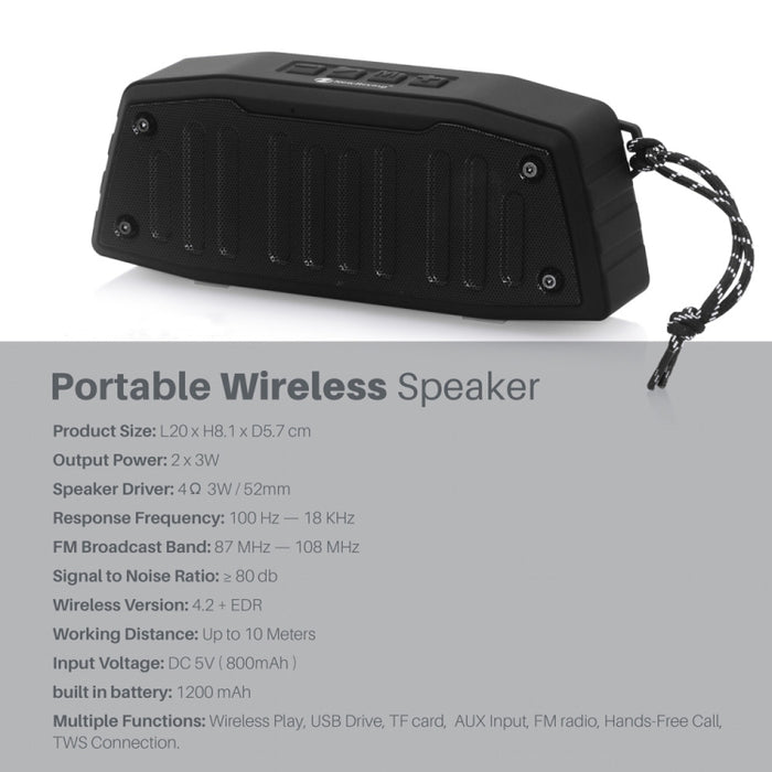 NewRixing NR-4019 Altavoz Bluetooth portátil para exteriores con función de llamada manos libres, compatible con tarjeta TF, USB, FM y AUX