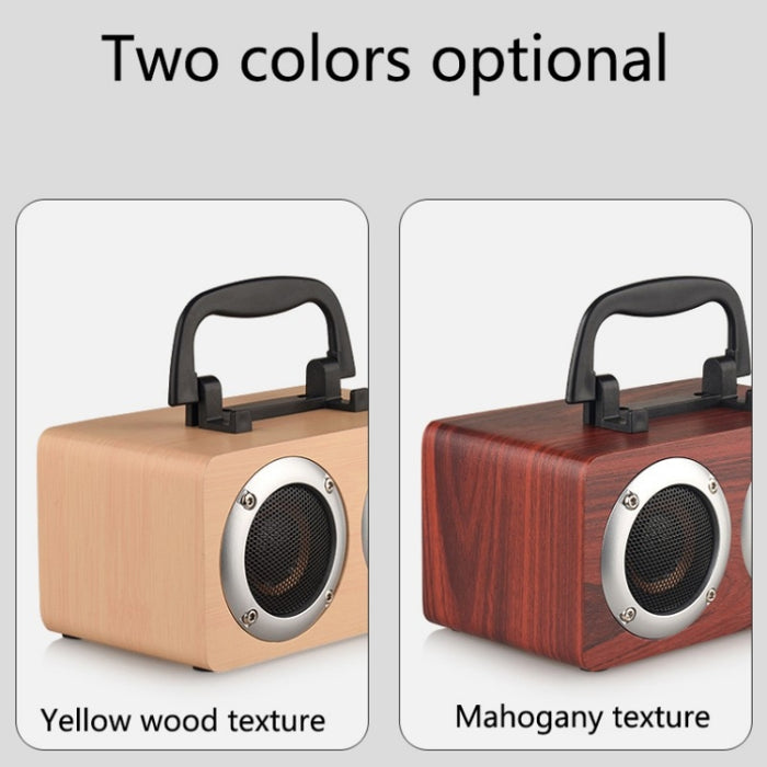 Altavoz Bluetooth estéreo portátil de madera W5B con doble bocina y soporte para teléfono, compatible con tarjeta TF/AUX