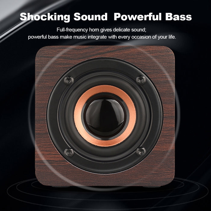 Q1 Mini Altavoz Bluetooth Inalámbrico Mega Bass Portátil de Madera