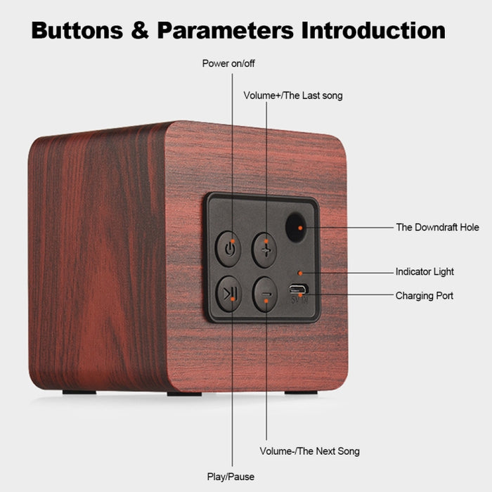 Q1 Mini Altavoz Bluetooth Inalámbrico Mega Bass Portátil de Madera