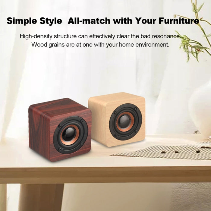 Q1 Mini Altavoz Bluetooth Inalámbrico Mega Bass Portátil de Madera