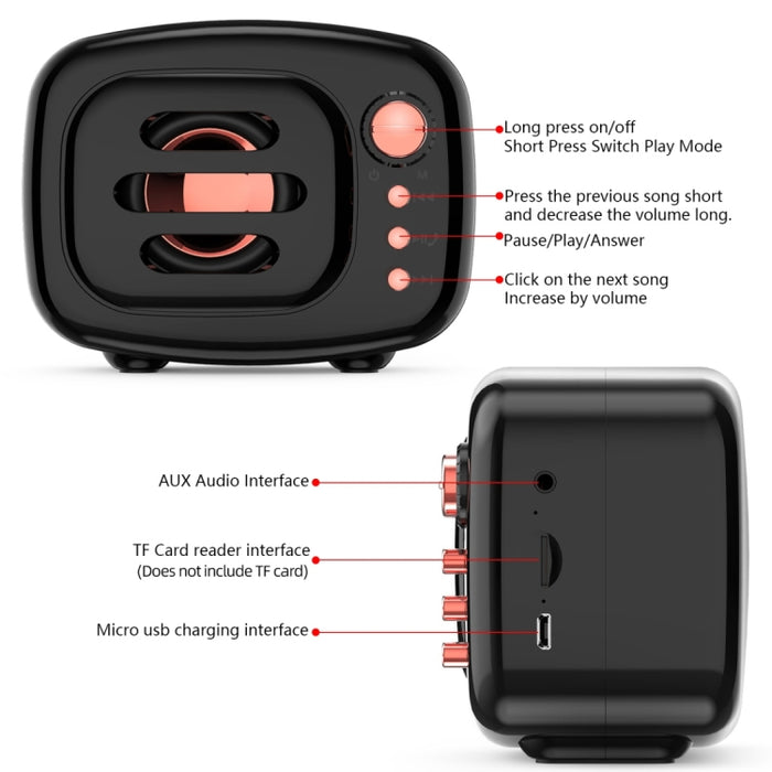 Altavoz Bluetooth inalámbrico B11 Bluetooth 5,0 de estilo Retro, compatible con llamadas manos libres, tarjeta TF de 32GB y conector de Audio de 3,5mm