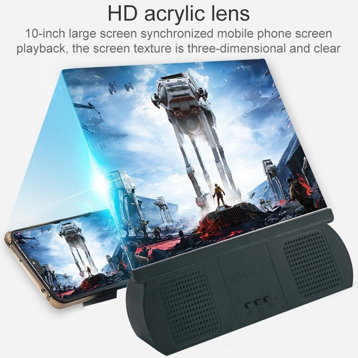Amplificador de pantalla de teléfono móvil recargable universal F9 de 10 pulgadas Amplificador de vídeo HD con soporte de ventosa de silicona y altavoz Bluetooth