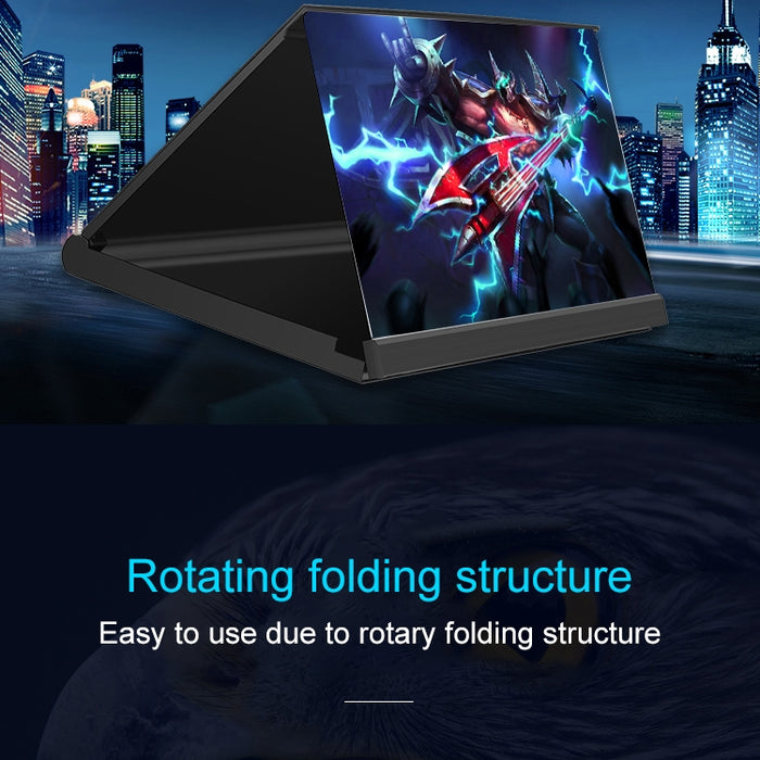 Amplificador de pantalla de teléfono móvil universal plegable giratorio F18 de 12 pulgadas Amplificador de vídeo HD con tarjeta de luz de bloque, versión en forma de libro