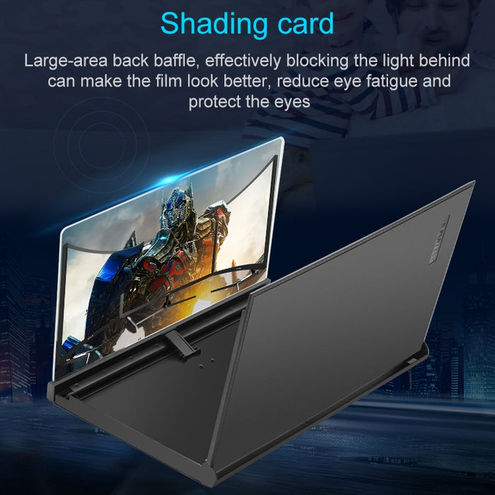 Amplificador de pantalla de teléfono móvil universal plegable giratorio F18 de 12 pulgadas Amplificador de vídeo HD con tarjeta de luz de bloque, versión en forma de libro