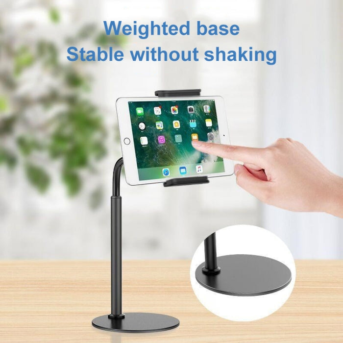 Soporte de escritorio giratorio de aleación de aluminio ZM-15, soporte perezoso para teléfonos móviles/tabletas de 4,7-12,9 pulgadas