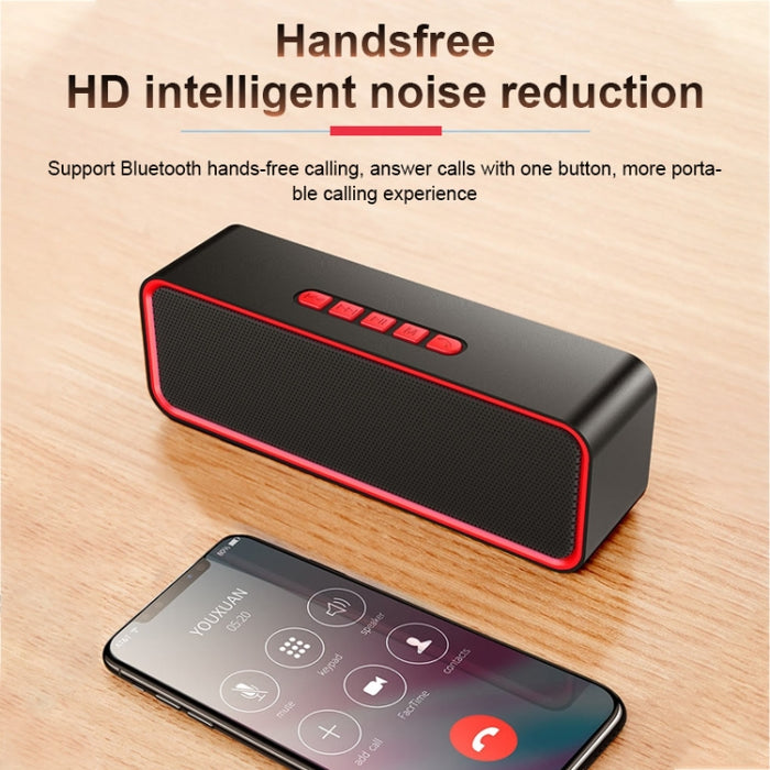 SC211 Altavoz Bluetooth inalámbrico con subwoofer portátil Bluetooth 5.0, compatible con tarjeta TF, disco U y AUX de 3,5 mm