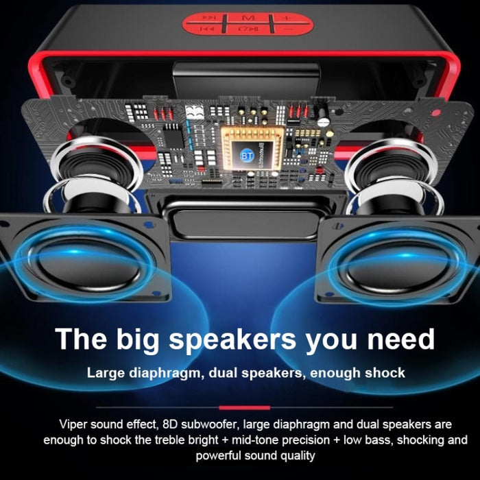 SC211 Altavoz Bluetooth inalámbrico con subwoofer portátil Bluetooth 5.0, compatible con tarjeta TF, disco U y AUX de 3,5 mm