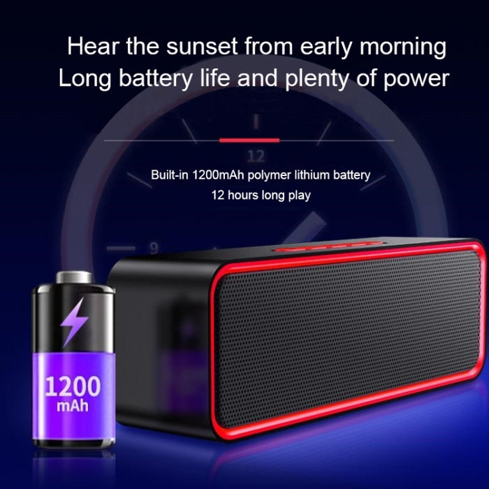 SC211 Altavoz Bluetooth inalámbrico con subwoofer portátil Bluetooth 5.0, compatible con tarjeta TF, disco U y AUX de 3,5 mm