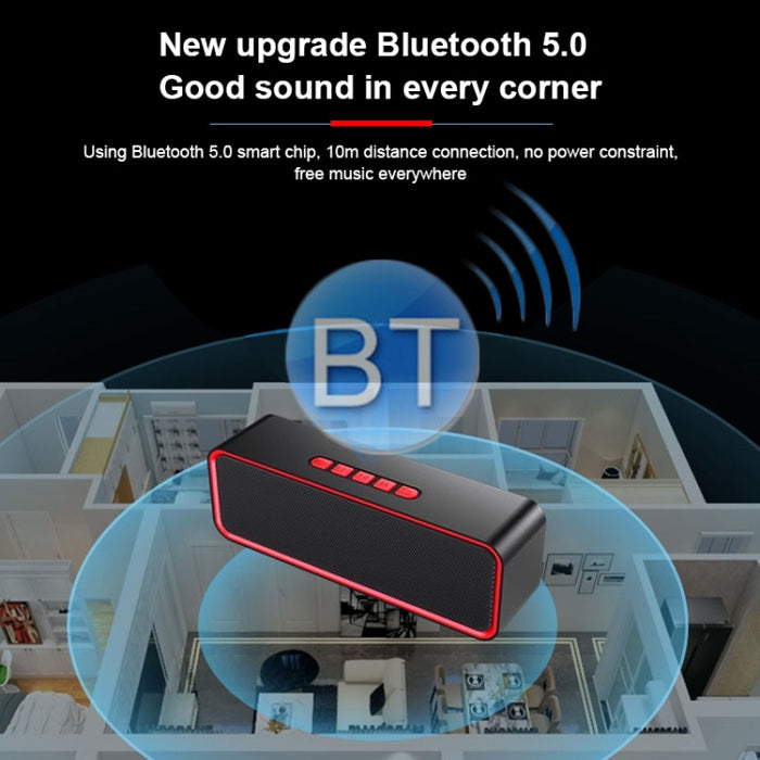SC211 Altavoz Bluetooth inalámbrico con subwoofer portátil Bluetooth 5.0, compatible con tarjeta TF, disco U y AUX de 3,5 mm