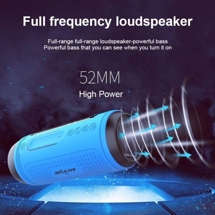 ZEALOT A1 Altavoz Bluetooth inalámbrico de graves multifuncional, micrófono incorporado, compatible con llamadas Bluetooth, tarjeta AUX, TF y luces LED