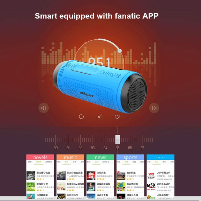 ZEALOT A1 Altavoz Bluetooth inalámbrico de graves multifuncional, micrófono incorporado, compatible con llamadas Bluetooth, tarjeta AUX, TF y luces LED